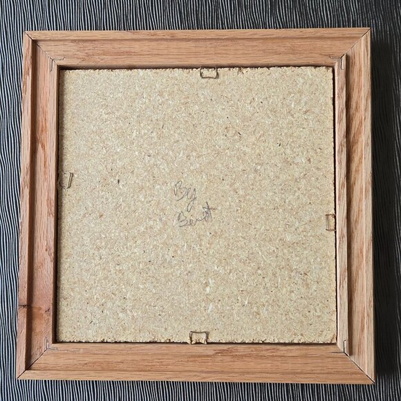 Navajo Sand Painting Art Handmade Signed 7.5" Square Wooden Frame - Picture 3 of 4